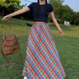 Skirts Women Attractive Fashion Plaid Colorful Streetwear Ankle Length Holiday Age Reducing Ulzzang All Match Students A