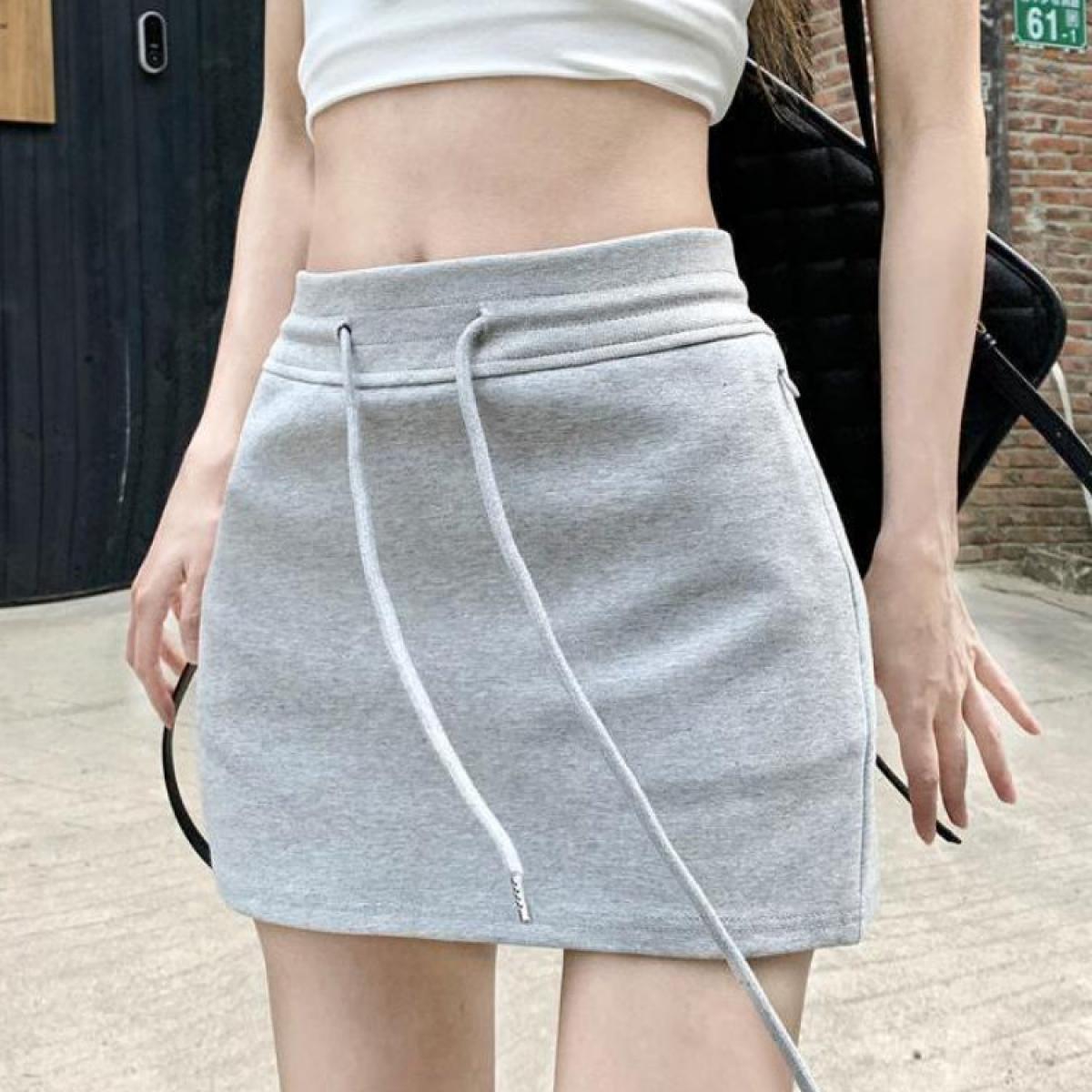 Skirts Women Solid Lace Up Deigned Classics Casual Modern Graceful Basics Young Ladies  Style All Match Simple Attractiv
