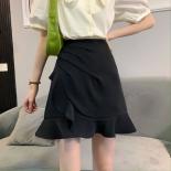 Mini Trumpet Skirts For Women Solid Ruffles Summer Design Tender All Match  Style Fashion Daily Юбка Женская 