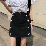 Skirts Women Friends Embroidery Heart Kawaii Mini Denim  Style Hot Vintage Slim Sweet Girls Popular Harajuku Leisure Dai