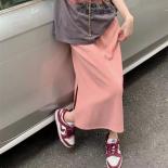 Pink Skirts Women Sweet Gentle Slit Casual Summer Harajuku Graceful Girlish Empire  Style Loose Age Reducing College Chi