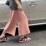 Pink Skirts Women Sweet Gentle Slit Casual Summer Harajuku Graceful Girlish Empire  Style Loose Age Reducing College Chi