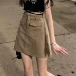 Denim Skirts Women Solid Pockets Aline Design Simple Ulzzang Students High Waist Allmatch Daily Streetwear Summer Casual
