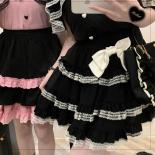 Sweet Mini Skirts Women Lolita Style Lace Chic Ruffles Girlish High Waist All Match Y2k Personality  Version Fashion Ins