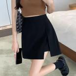 Black Slit Skirts Women Irregular A Line Fashion Mini Hotsweet High Waist Preppy Casual All Match  Style New Girlish Chi