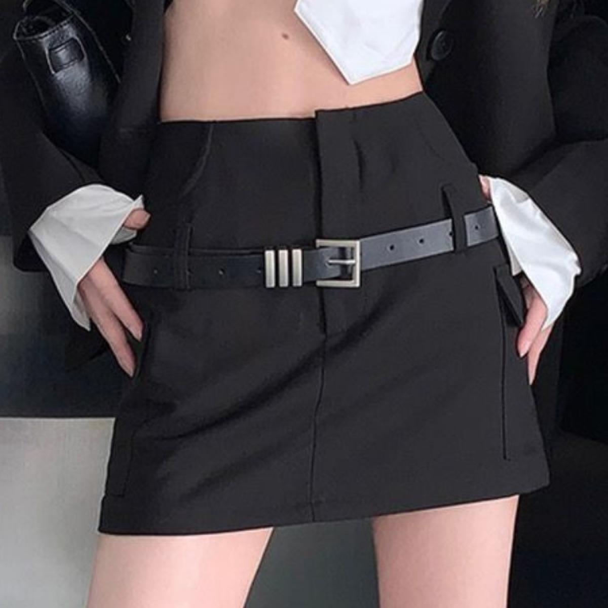 Skirts Women Belt Cool Leisure Stylish Personality  Style Simple Ladies Streetwear All Match Daily Summer Classics Popul