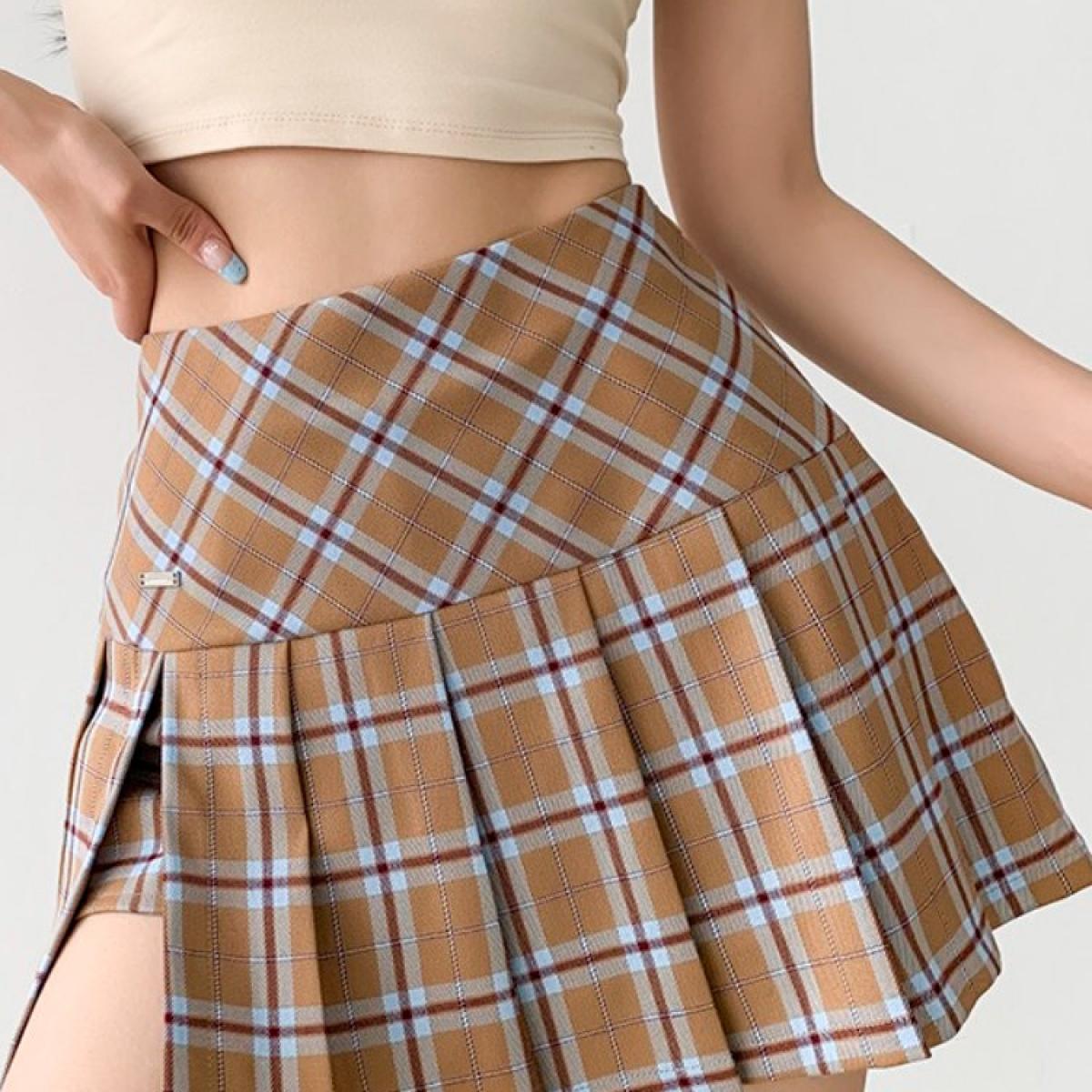 Skirts Women Plaid Lovely Creativity All Match Simple Trendy  Style Schoolgirls Summer Personality Basic Daily Casual Ne