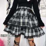 Lace Plaid Skirts Women Hotsweet Ball Gown High Waist Fashion Gothic Casual Mini Girlish Personality Hrajuku Chic Ulzzan