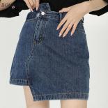 Mini Skirts Women Denim Vintage Asymmetrical Summer Harajuku Club Wear  Style Casual Pure Student Empire Chic A Line Y2k