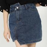 Mini Skirts Women Denim Vintage Asymmetrical Summer Harajuku Club Wear  Style Casual Pure Student Empire Chic A Line Y2k