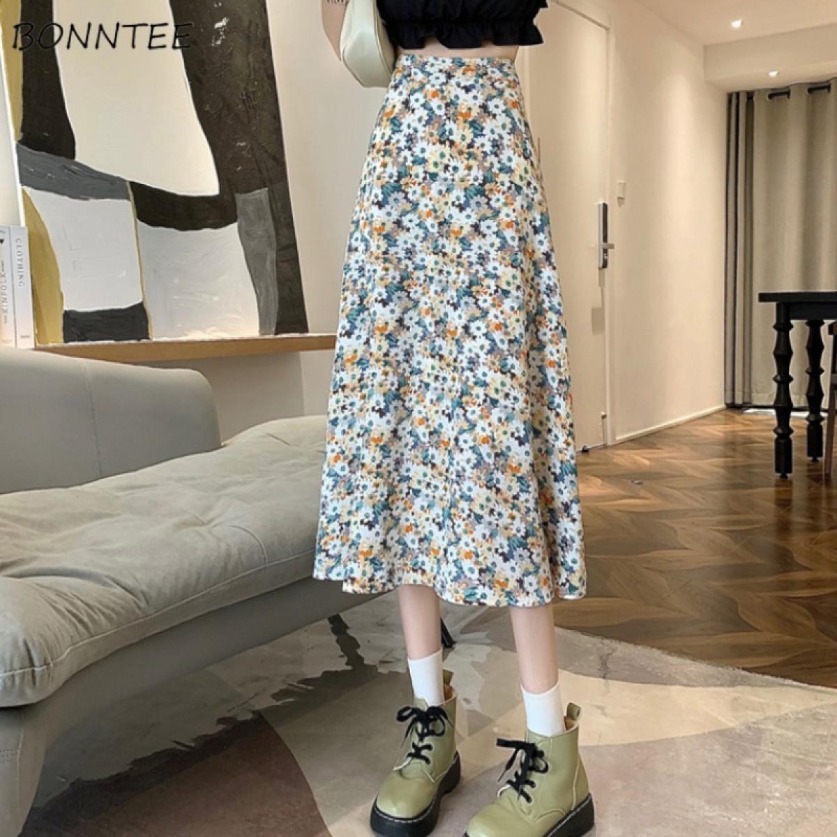 Floral Skirts Women Summer Trendy Chiffon New Arrival Aline Elegant Minority Young Hot Sale Fashion  Style Romantic Ins 