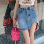 Denim Skirts Women Asymmetrical Design Allmatch Personality  Style Hot Girls Daily Streetwear Summer Ins Faldas Stylish 