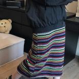Skirts Women Rainbow Colorful Creativity Popular Comfortable  Style Ins All Match Casual Simple Streetwear Schoolgirls N