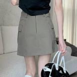Denim Skirts Women Pockets Summer Simple Trendy Slim Creativity Causal Ladies  Style Daily Sweet Basics All Match Solid