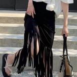 Skirts Women Tassel High Waist Solid Creativity Trendy Simple Office Lady Spring  Style Elegant Causal Ins Comfortable N