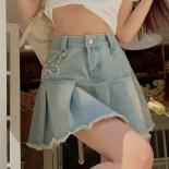 Skirts Women Denim Hotsweet Butterfly Vintage Casual Ripped Girlish Summer New Popular  Style Streetwear Graceful Empire