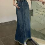 Denim Skirts Women Ankle Length Ripped Streetwear Vintage Trumpet Spring Aesthetic High Waist  Style Hotsweet Female Dai