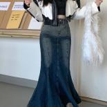 Trumpet Denim Maxi Skirts Women Vintage Summer Aesthetic Lady  Streetwear High Waist Ulzzang Casual Daily Holiday 2023 N