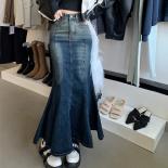 Trumpet Denim Maxi Skirts Women Vintage Summer Aesthetic Lady  Streetwear High Waist Ulzzang Casual Daily Holiday 2023 N