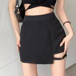 חצאיות מיני שחורות קו נשים חמות מתוקות משרד גברת חלולה בפנים אופנה קיץ בגדי רחוב בגדי מותן גבוהים faldas irregula
