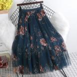 Long Skirts Women Faldas Colorful High Waist Gauze Elegant Soft Leisure Spring Summer Vintage Design French Popular Fit 
