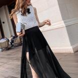 Asymmetrical Skirts Women Temperament Seethrough Midi  Allmatch Empire Basic Sideslit  Style Female Summer Faldas  Skirt