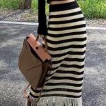 Skirts Women Tassel Striped Causal Breathable Creativity  Style Office Lady Sweet Basics Trendy Spring Daily Comfortable