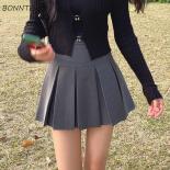 Pleated Mini Skirts Women Spring Preppy Style All Match High Waist Streetwear Aesthetic Solid College  Fashion Tender Ch