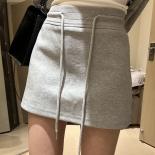 Mini Skirts Women High Waist Sporty Solid Casual Drawstring Design A Line Soft Loose Ulzzang Style Fashion Summer All Ma