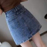 Skirts Women Denim Mini  Harajuku Solid High Waist Aline Casual  Newest Chic Trendy  Fashion Leisure Slim Faldas  Skirts