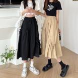 Midcalf Skirts Women Solid Summer New Arrival Irregular Design High Waist Elegant Friends Shirring Jupe Femme Streetwear
