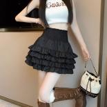Ruffles Skirts Women Mini Sweet High Waist Lolita Style Ball Gown All Match Solid Age Reducing Ladies  Temperament