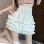 Ruffles Skirts Women Mini Sweet High Waist Lolita Style Ball Gown All Match Solid Age Reducing Ladies  Temperament