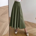 Skirts Women Oversize Solid Midcalf Elegant  Style Retros New Spring Loose High Waist Aline Fashion Allmatch Chic Fit  S