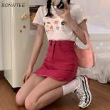 Skirts Women Colorful Summer Simple  Ladies Slim 3 Colors Mini Fashion Empire All Match Side Slit Pockets Leisure Street