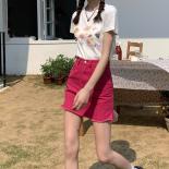 Skirts Women Colorful Summer Simple  Ladies Slim 3 Colors Mini Fashion Empire All Match Side Slit Pockets Leisure Street