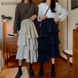 Skirts Woman Asymmetrical Solid Folds Allmatch Elegant Sweet Ladies Casual Fashion Spring Midcalf Design New Design Empi