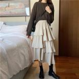 Skirts Woman Asymmetrical Solid Folds Allmatch Elegant Sweet Ladies Casual Fashion Spring Midcalf Design New Design Empi