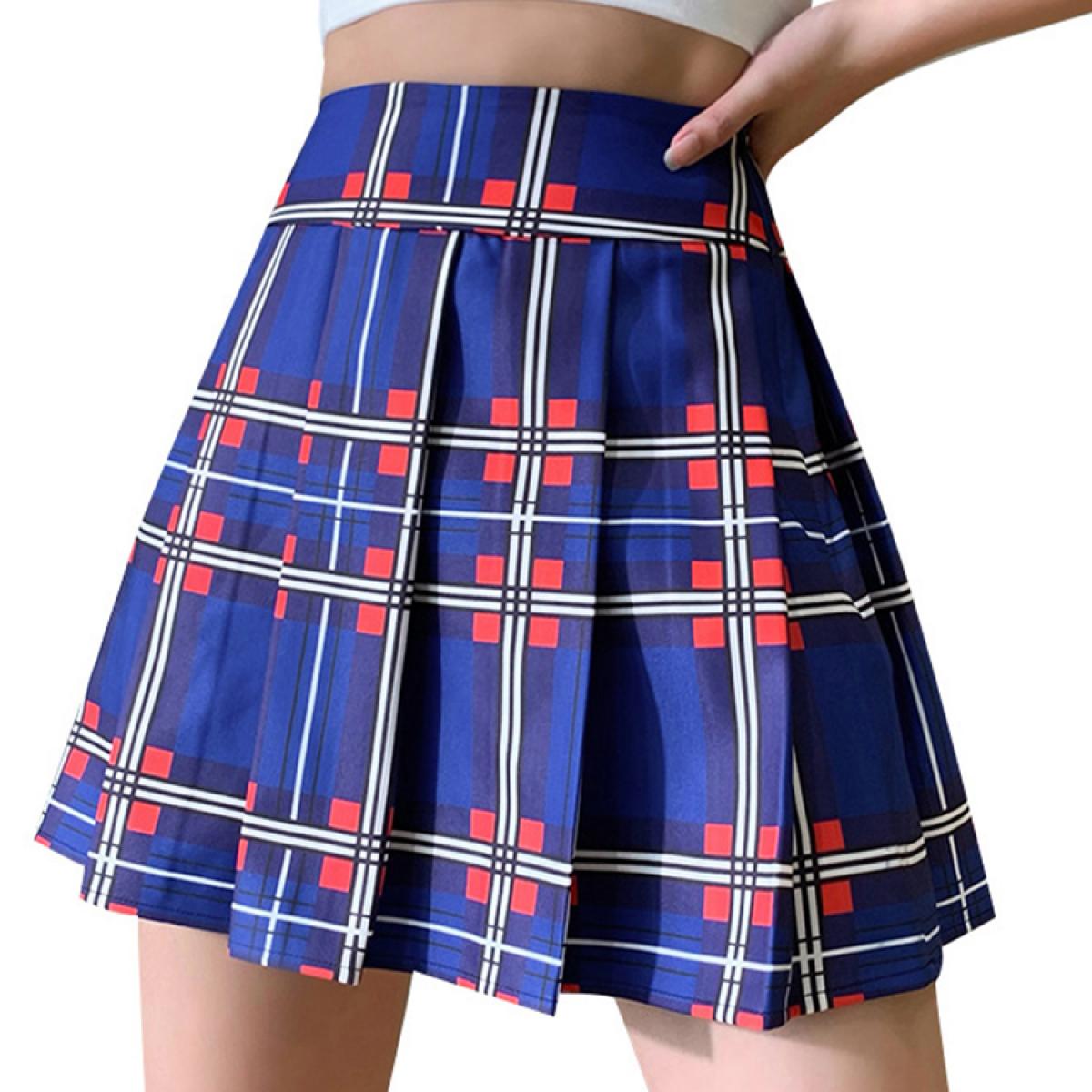 Women's Plaid Pleated Skater Mini Skirts Girls  High Waist Jk Uniform Cosplay Costumes Short Kawaii Tennis Skirt K315