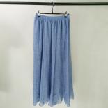 Women's Elegant Cotton Linen Pleated Long Skirts Female High Waist Elastic Waist Slim Casual Skirt Saias New  Autumn Sk9
