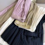 Women's Brief Pleated Solid Color Midi Skirts  Fashion Elastic High Waist Draped A Line Skirts Faldas 2023 Spring K224