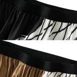 Vintage Irregular Striped Midi Skirt For Women  Style Elastic High Waist Contrast Color Pleated Skirts 2023 Spring K250