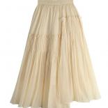 Women's Elegant Irregular Design Ruffled Skirt  Fashion Elastic High Waist Pink Pleated Swing Skirts 2023 Summer K266