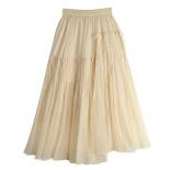 Women's Elegant Irregular Design Ruffled Skirt  Fashion Elastic High Waist Pink Pleated Swing Skirts 2023 Summer K266