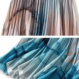 Women's Vintage Graffiti Midi Skirt Elastic High Waist Gradient Painting Pleated Flared A Line Skirts Faldas 2023 Autumn