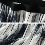 Women's Vintage Graffiti Midi Skirt Elastic High Waist Gradient Painting Pleated Flared A Line Skirts Faldas 2023 Autumn