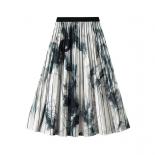 ציור גרפיטי וינטג' לנשים חצאית מידי אלסטית שיפוע גבוה מותן עם קפלים מתרחבים חצאיות faldas 2023 סתיו