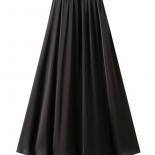 Women's Brief Luxury Design Satin Long Skirts French Style High Waist Draped Pleated Black Party A Line Skirts 2023 Summ