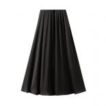 Women's Brief Luxury Design Satin Long Skirts French Style High Waist Draped Pleated Black Party A Line Skirts 2023 Summ