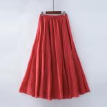 Top Quality Cotton Linen Maxi Skirt Women's Casual Elastic High Waist Pleated Flowy A Line Beach Skirts Boho Faldas Jupe